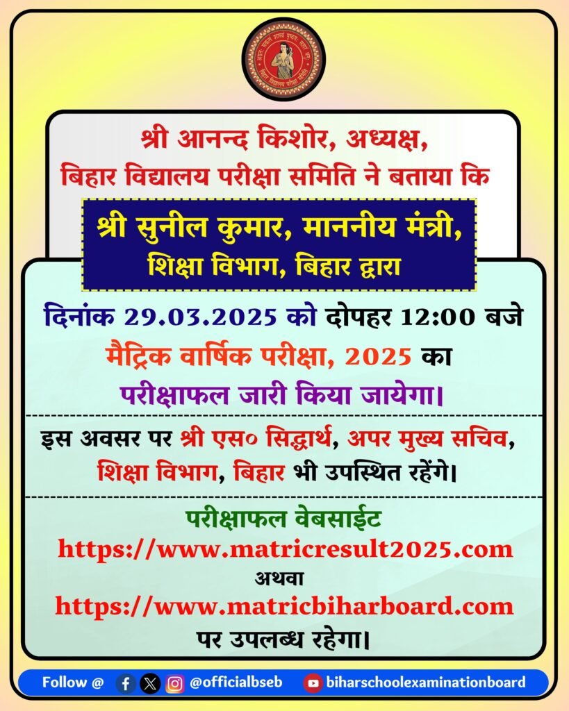 Bihar Board Matric Result 2025